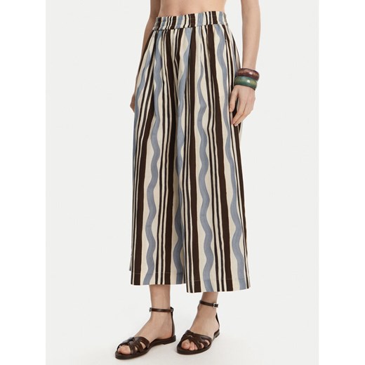 Weekend Max Mara Kuloty Virgin 2515131102 Błękitny Relaxed Fit ze sklepu MODIVO w kategorii Spodnie damskie - zdjęcie 182703994