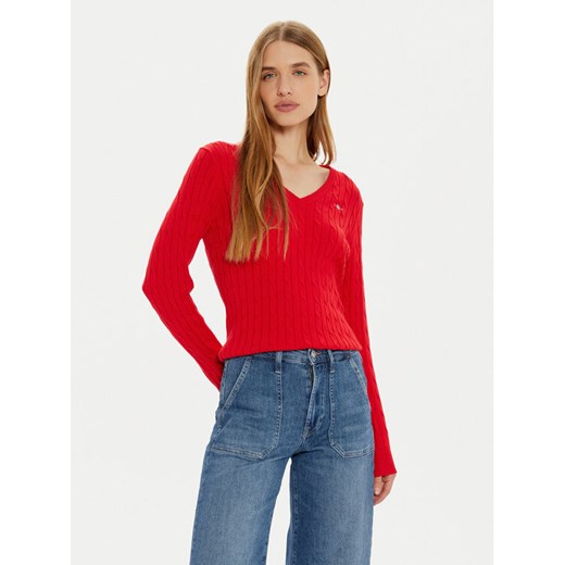 Gant Sweter 4800101 Czerwony Slim Fit ze sklepu MODIVO w kategorii Swetry damskie - zdjęcie 182704351