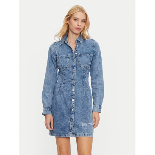 Karl Lagerfeld Jeans Sukienka jeansowa 246J1302 Niebieski Regular Fit ze sklepu MODIVO w kategorii Sukienki - zdjęcie 182704492