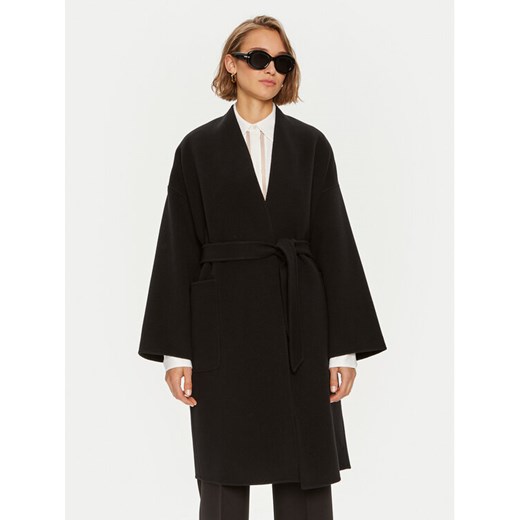 Weekend Max Mara Płaszcz wełniany 2425016011 Czarny Regular Fit ze sklepu MODIVO w kategorii Płaszcze damskie - zdjęcie 182704881