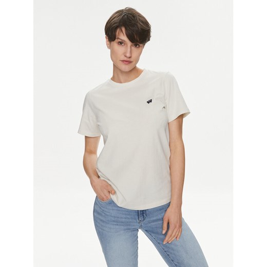 Wrangler T-Shirt 112350191 Écru Regular Fit ze sklepu MODIVO w kategorii Bluzki damskie - zdjęcie 182704932