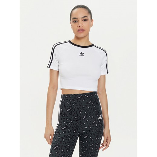 adidas T-Shirt 3-Stripes Baby IP0662 Biały Slim Fit ze sklepu MODIVO w kategorii Bluzki damskie - zdjęcie 182705214
