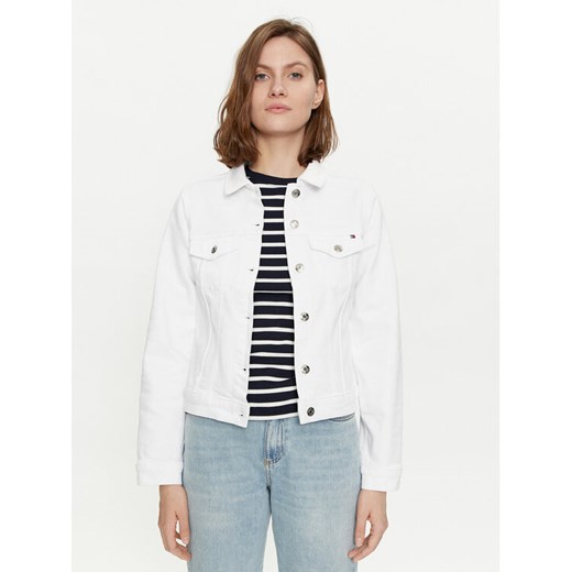 Tommy Hilfiger Kurtka jeansowa WW0WW41336 Biały Regular Fit ze sklepu MODIVO w kategorii Kurtki damskie - zdjęcie 182706014