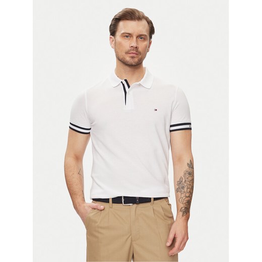 Tommy Hilfiger Polo Monotype MW0MW34737 Biały Slim Fit ze sklepu MODIVO w kategorii T-shirty męskie - zdjęcie 182706111