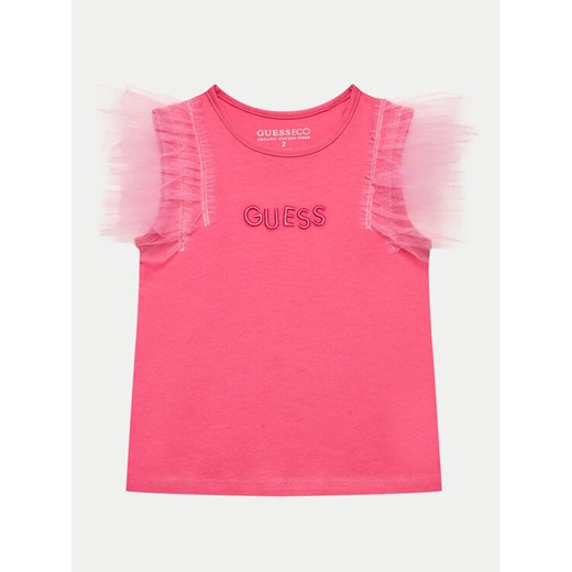 Guess Bluzka K4GI22 K6YW1 Różowy Regular Fit ze sklepu MODIVO w kategorii Bluzki dziewczęce - zdjęcie 182706214