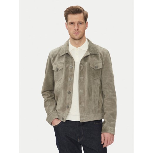 Serge Pariente Kurtka skórzana Jeans Szary Regular Fit ze sklepu MODIVO w kategorii Kurtki męskie - zdjęcie 182706361
