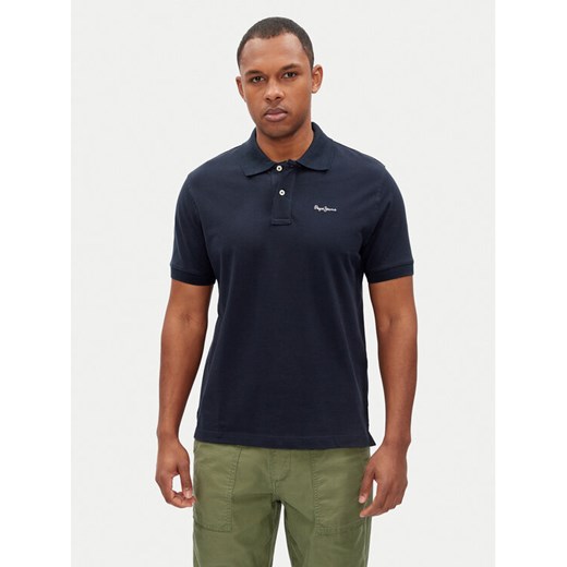Pepe Jeans Polo Essential PM542298 Granatowy Regular Fit ze sklepu MODIVO w kategorii T-shirty męskie - zdjęcie 182706783