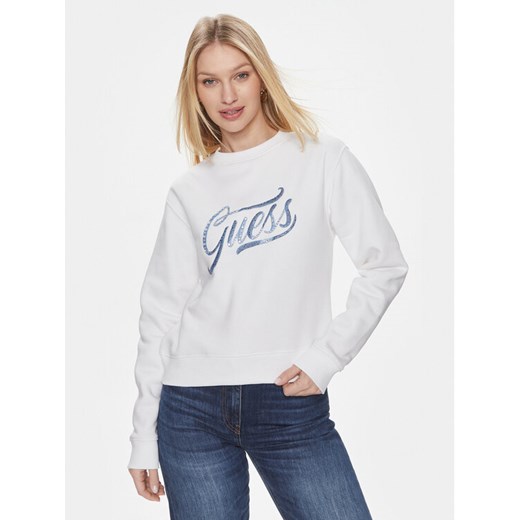 Guess Bluza Cn Stones Logo W4RQ14 KB681 Biały Relaxed Fit ze sklepu MODIVO w kategorii Bluzy damskie - zdjęcie 182706824