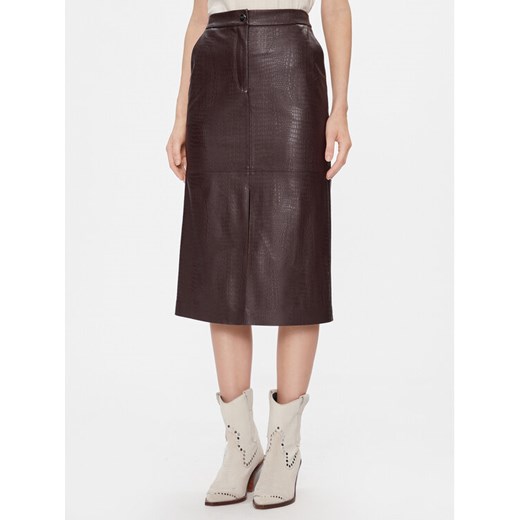 Max Mara Leisure Spódnica skórzana Ethel 2416771027 Bordowy Regular Fit ze sklepu MODIVO w kategorii Spódnice - zdjęcie 182706950
