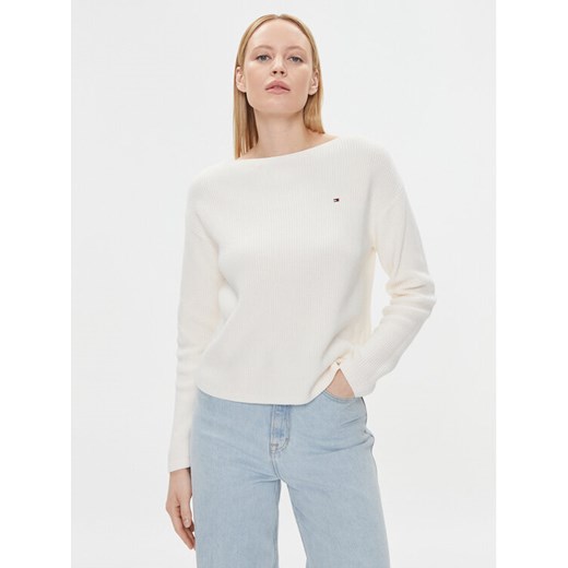 Tommy Hilfiger Sweter WW0WW40345 Écru Relaxed Fit ze sklepu MODIVO w kategorii Swetry damskie - zdjęcie 182706972