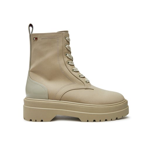 Tommy Hilfiger Trapery Flag Ventile Lace Up Boot FW0FW08287 Beżowy ze sklepu MODIVO w kategorii Workery damskie - zdjęcie 182706980