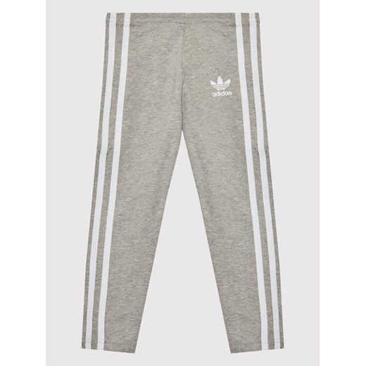 adidas Legginsy adicolor HK2971 Szary Slim Fit ze sklepu MODIVO w kategorii Spodnie dziewczęce - zdjęcie 182707193