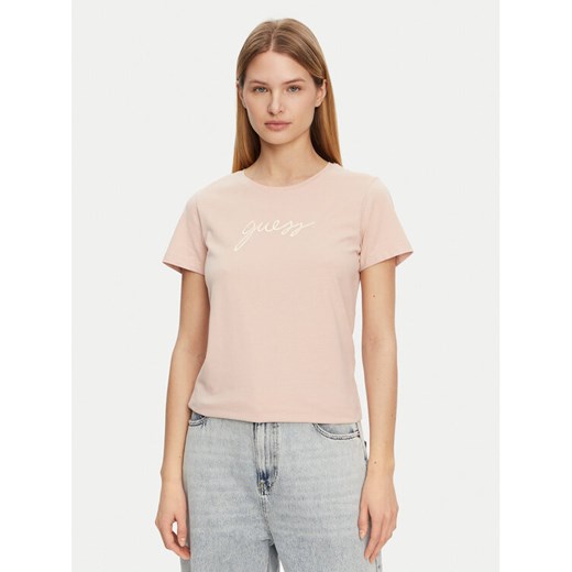 Guess T-Shirt O5GI02 KBBU1 Różowy Regular Fit ze sklepu MODIVO w kategorii Bluzki damskie - zdjęcie 182707353