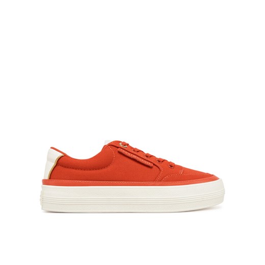 Tommy Hilfiger Sneakersy Essential Vulc Textile Sneaker FW0FW08323 Pomarańczowy ze sklepu MODIVO w kategorii Buty sportowe damskie - zdjęcie 182707421