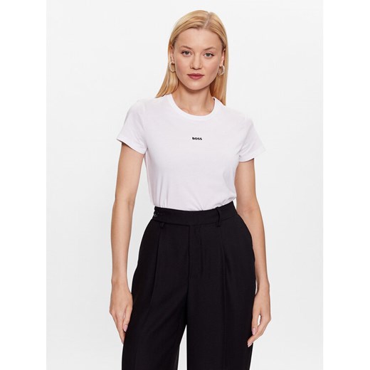 Boss T-Shirt 50490018 Biały Slim Fit ze sklepu MODIVO w kategorii Bluzki damskie - zdjęcie 182707500
