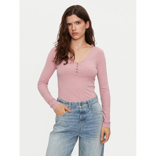 Lee Bluzka Henley 112355427 Różowy Slim Fit ze sklepu MODIVO w kategorii Bluzki damskie - zdjęcie 182707560