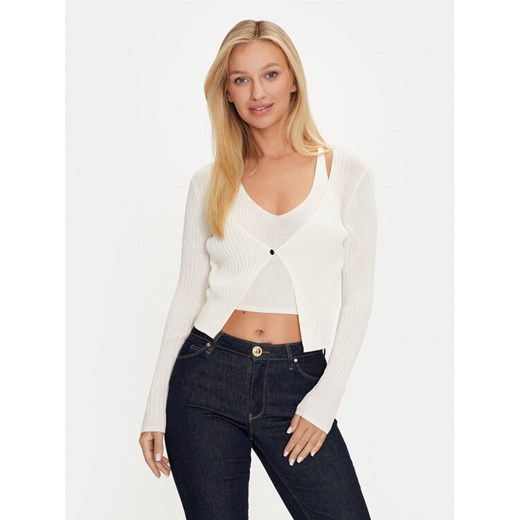 Guess Kardigan W4YR37 Z3G32 Biały Regular Fit ze sklepu MODIVO w kategorii Swetry damskie - zdjęcie 182707704
