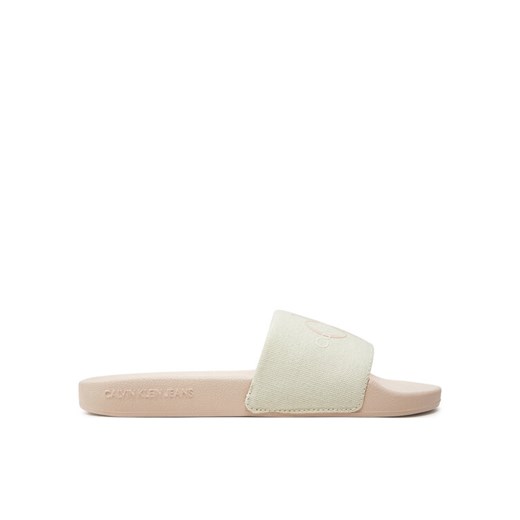 Calvin Klein Jeans Klapki Slide Monogram Co YW0YW00103 Écru 38 MODIVO