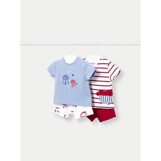 Mayoral Komplet 2 t-shirtów i spodenek 1628 Kolorowy Regular Fit ze sklepu MODIVO w kategorii Komplety niemowlęce - zdjęcie 182707941