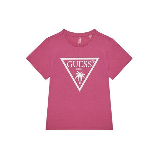 Guess T-Shirt J5GI36 JA914 Różowy Boxy Fit ze sklepu MODIVO w kategorii Bluzki dziewczęce - zdjęcie 182708124
