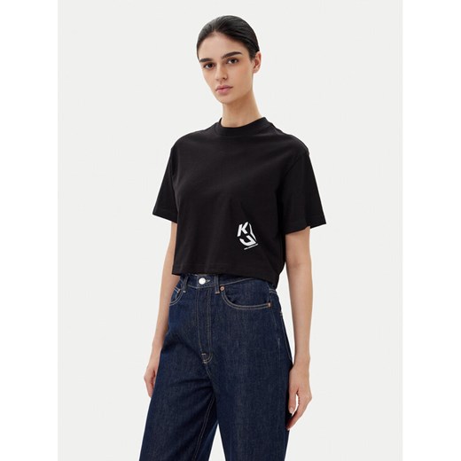 KARL LAGERFELD T-Shirt A2W17076 Czarny Cropped Fit ze sklepu MODIVO w kategorii Bluzki damskie - zdjęcie 182708140