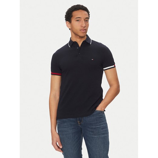 Tommy Hilfiger Polo Flag Cuff MW0MW38458 Granatowy Slim Fit ze sklepu MODIVO w kategorii T-shirty męskie - zdjęcie 182708492