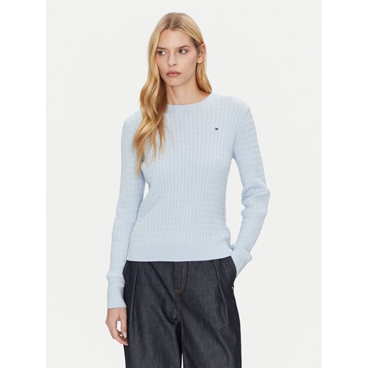Tommy Hilfiger Sweter WW0WW44993 Błękitny Regular Fit ze sklepu MODIVO w kategorii Swetry damskie - zdjęcie 182708512