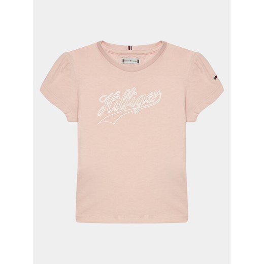 Tommy Hilfiger T-Shirt Hilfiger Script Tee S/S KG0KG07714 Różowy Regular Fit ze sklepu MODIVO w kategorii Bluzki dziewczęce - zdjęcie 182708534