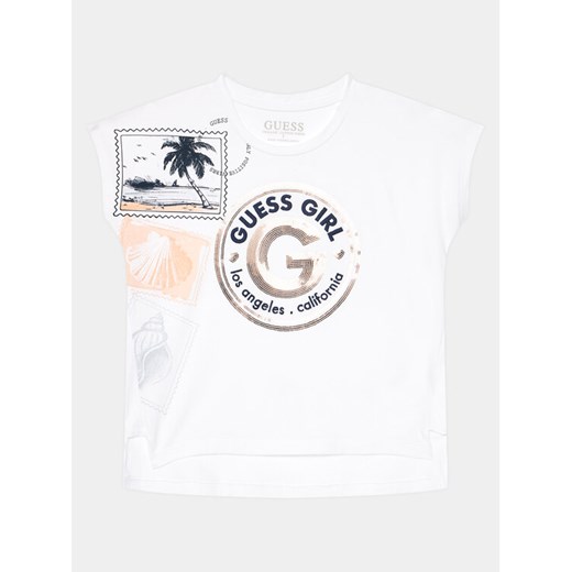 Guess T-Shirt J4GI11 K6YW4 Biały Regular Fit ze sklepu MODIVO w kategorii Bluzki dziewczęce - zdjęcie 182708613