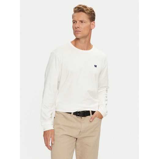 Wrangler Longsleeve Sign Off 112357431 Biały Regular Fit ze sklepu MODIVO w kategorii T-shirty męskie - zdjęcie 182708642
