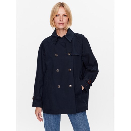Tommy Hilfiger Płaszcz przejściowy WW0WW38943 Granatowy Regular Fit ze sklepu MODIVO w kategorii Płaszcze damskie - zdjęcie 182708661