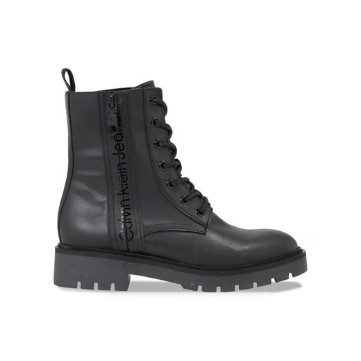 Calvin Klein Jeans Trapery Combat Mid Laceup Boot Wn YW0YW01255 Czarny ze sklepu MODIVO w kategorii Workery damskie - zdjęcie 182708674
