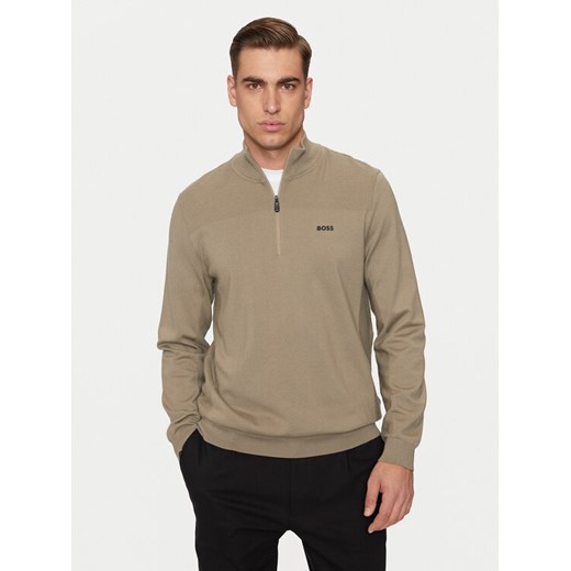 BOSS Sweter Momentum-X_QZ 50498560 Beżowy Regular Fit ze sklepu MODIVO w kategorii Swetry męskie - zdjęcie 182708722