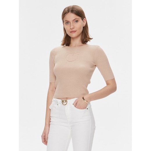 Pinko Sweter Tritone Maglia . 102017 A1KW Beżowy Slim Fit ze sklepu MODIVO w kategorii Bluzki damskie - zdjęcie 182709004