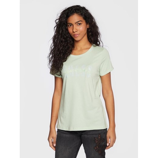 Guess T-Shirt W3RI16 K46D1 Zielony Regular Fit ze sklepu MODIVO w kategorii Bluzki damskie - zdjęcie 182709104