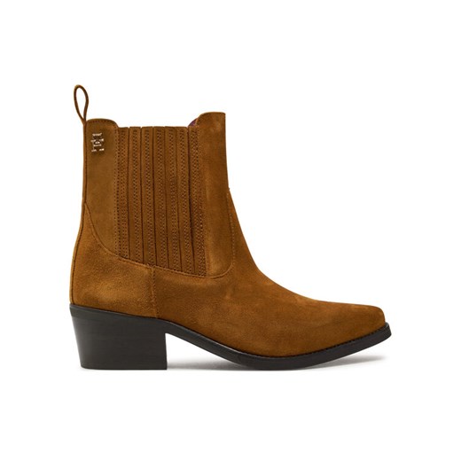 Tommy Hilfiger Botki Th Suede Cowboy Boot FW0FW08034 Brązowy ze sklepu MODIVO w kategorii Botki - zdjęcie 182709150