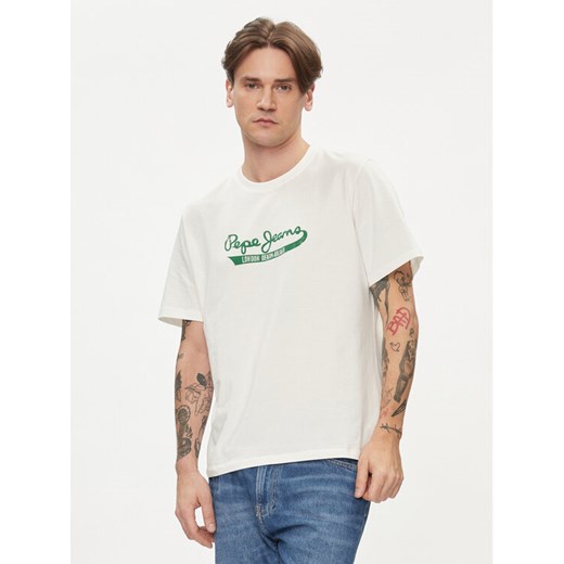 Pepe Jeans T-Shirt Claude PM509390 Écru Regular Fit ze sklepu MODIVO w kategorii T-shirty męskie - zdjęcie 182709274