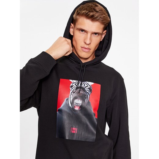 Hugo Bluza Debras 50498293 Czarny Regular Fit ze sklepu MODIVO w kategorii Bluzy męskie - zdjęcie 182709344