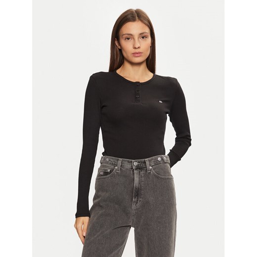 Tommy Jeans Bluzka DW0DW19501 Czarny Slim Fit ze sklepu MODIVO w kategorii Bluzki damskie - zdjęcie 182709403