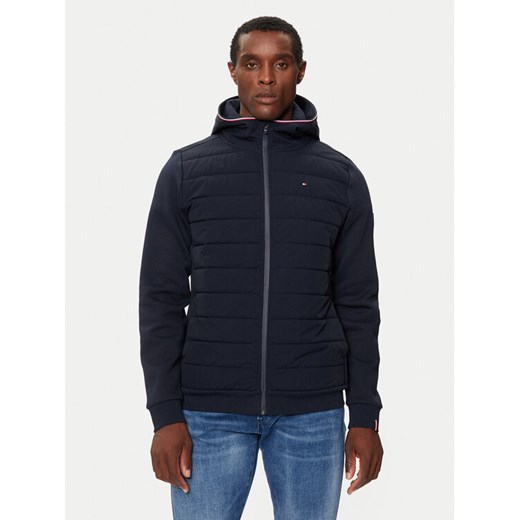 Tommy Hilfiger Bluza Mix Media MW0MW34211 Granatowy Regular Fit ze sklepu MODIVO w kategorii Bluzy męskie - zdjęcie 182709482
