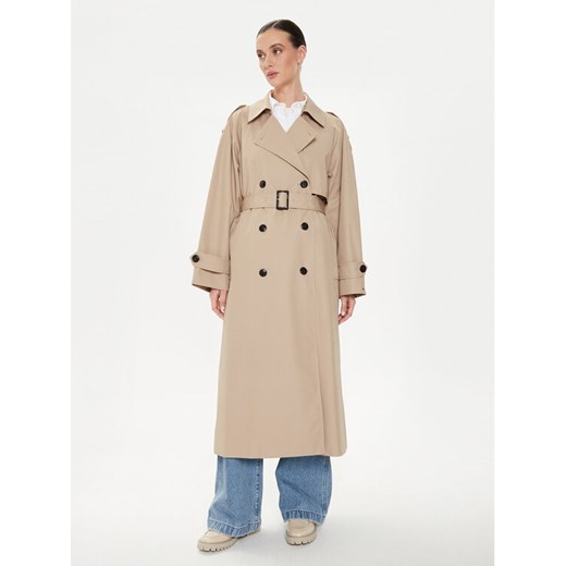 Tommy Hilfiger Trencz WW0WW43336 Beżowy Oversize ze sklepu MODIVO w kategorii Płaszcze damskie - zdjęcie 182709811