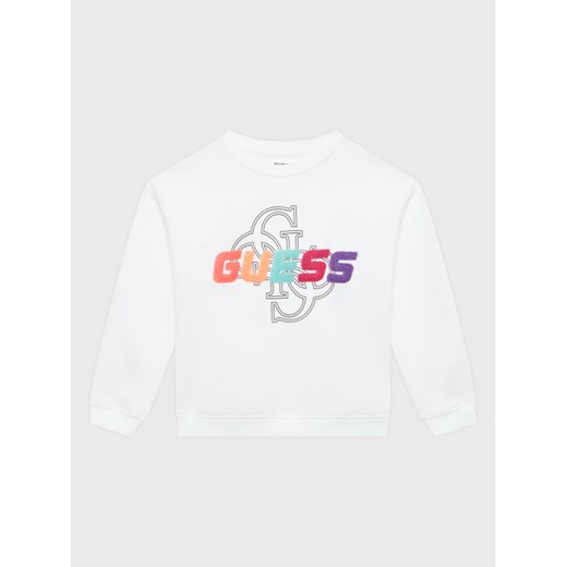 Guess Bluza J3GQ08 FL04P Biały Regular Fit ze sklepu MODIVO w kategorii Bluzy dziewczęce - zdjęcie 182709990