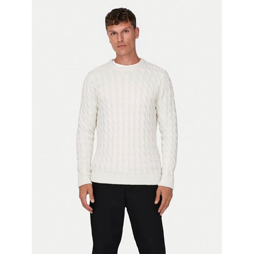 Only & Sons Sweter 22026504 Écru Regular Fit ze sklepu MODIVO w kategorii Swetry męskie - zdjęcie 182710112