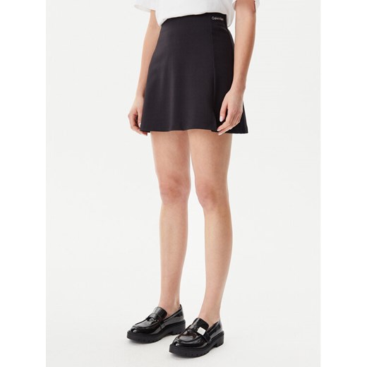 Calvin Klein Jeans Spódnica trapezowa Logo Milano J20J225333 Czarny Regular Fit ze sklepu MODIVO w kategorii Spódnice - zdjęcie 182710203