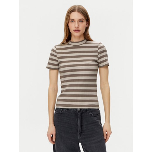 Noisy May T-Shirt Elinor 27033178 Beżowy Slim Fit ze sklepu MODIVO w kategorii Bluzki damskie - zdjęcie 182710411