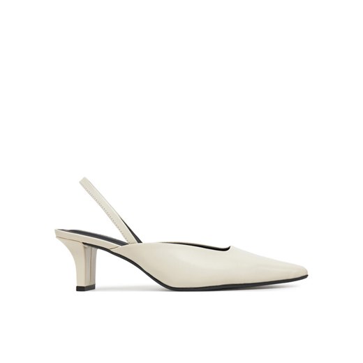 Calvin Klein Sandały Heel Mule Pump 50 - Lth HW0HW02551 Beżowy ze sklepu MODIVO w kategorii Czółenka - zdjęcie 182710450