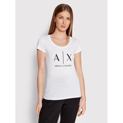 Armani Exchange T-Shirt 8NYT70 YJ16Z 1000 Biały Slim Fit ze sklepu MODIVO w kategorii Bluzki damskie - zdjęcie 182710720