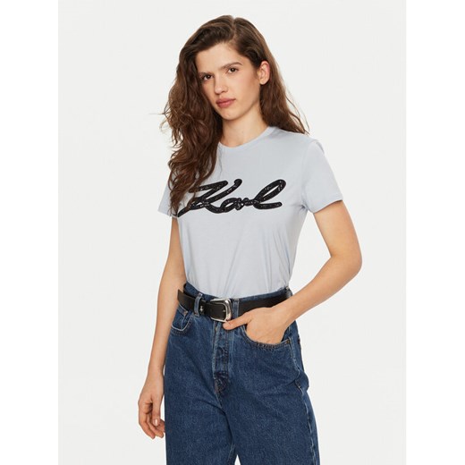 KARL LAGERFELD T-Shirt A1W17117 Niebieski Regular Fit ze sklepu MODIVO w kategorii Bluzki damskie - zdjęcie 182710741