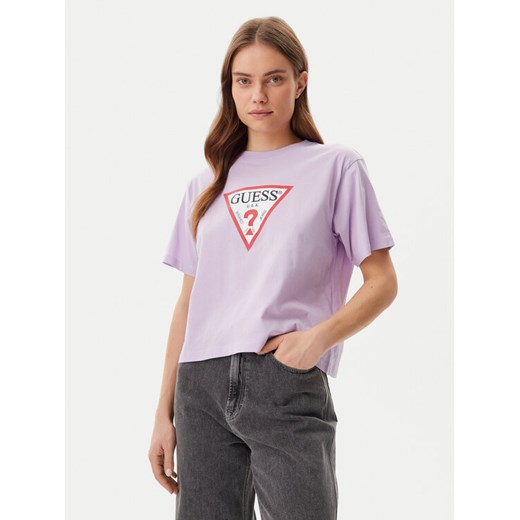 Guess Jeans T-Shirt W4YI73 K8HM0 Fioletowy Boxy Fit ze sklepu MODIVO w kategorii Bluzki damskie - zdjęcie 182711060