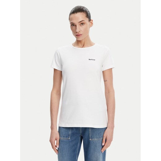 Barbour T-Shirt Saltford LTS0666WH11 Biały Regular Fit ze sklepu MODIVO w kategorii Bluzki damskie - zdjęcie 182711241